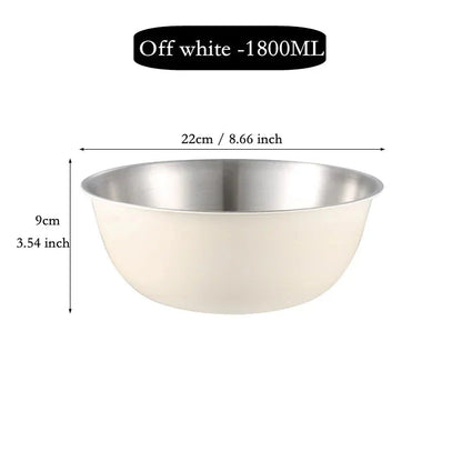 304 Stainless Steel Salad Mixing Bowl – Egg Beater, Dough and Food Prep Bowl for Kitchen Use